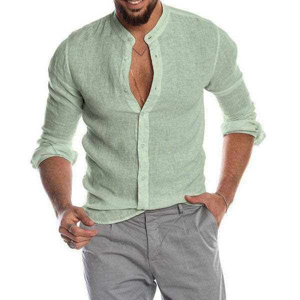 Linge de maison à col V Cardigan Manches longues Chemise Homme