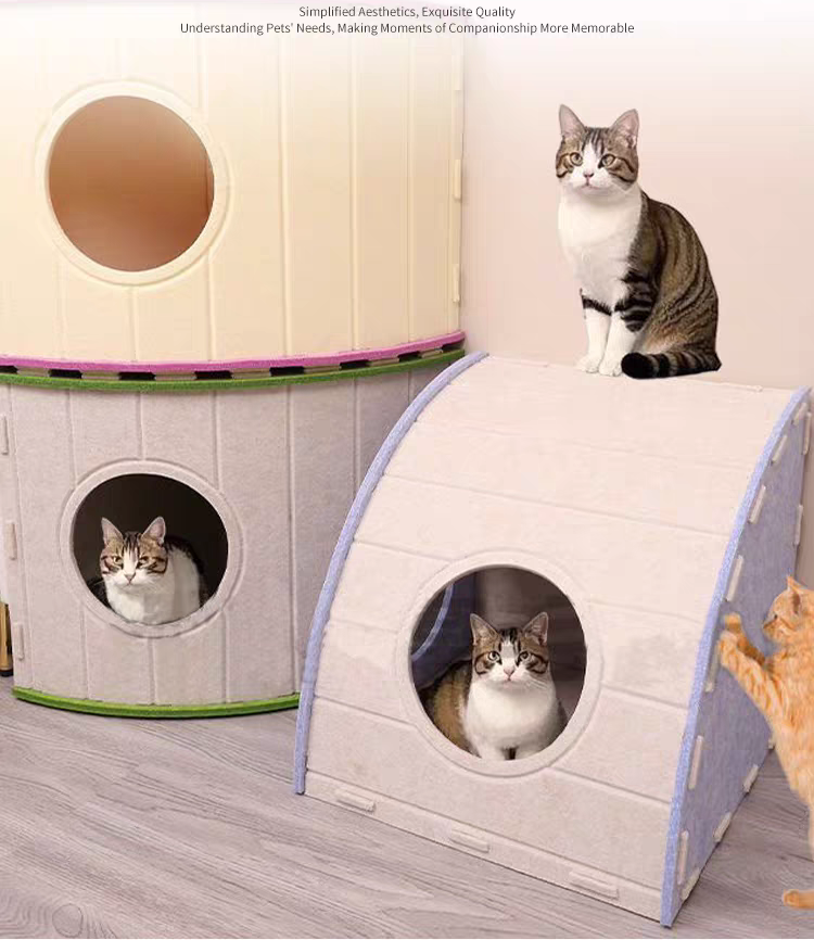 Four-Season Felt Fan-Shaped Cat Villa
