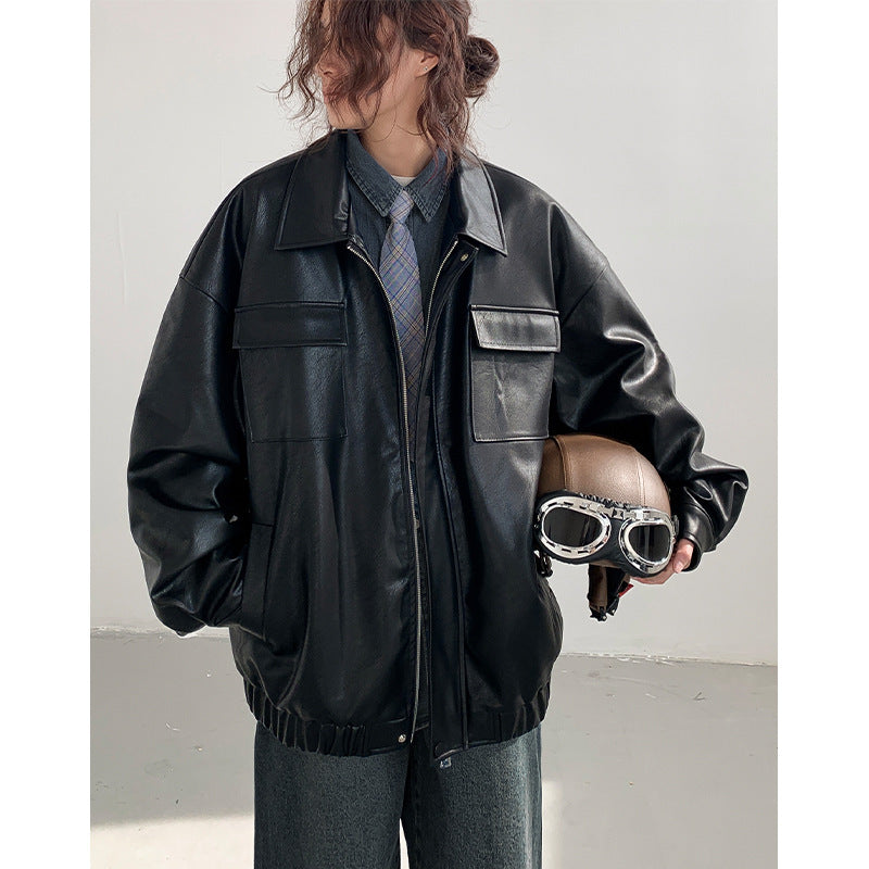 Veste en cuir perdu au printemps et en automne