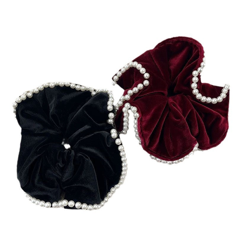 Vintage Velvet perles cheveux anneau tempérament surdimensionné Floking Style classique Toutes les correspondances E