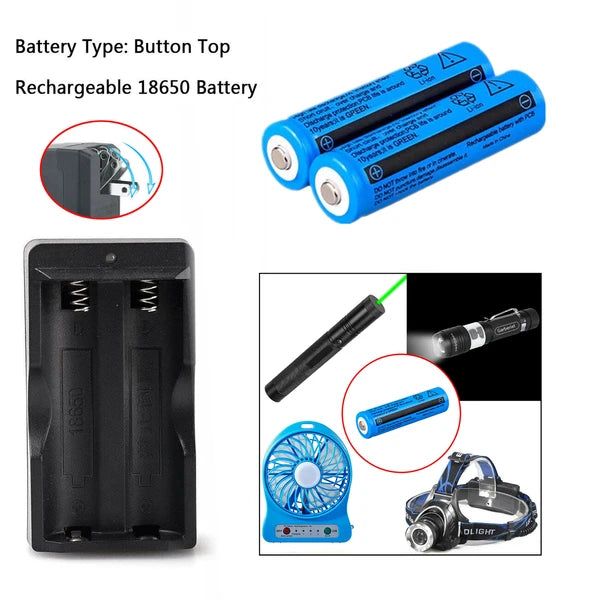 Batterie 3000mAh 3.7V Batteries Li-ion rechargeables pour chargeur laser et double torche