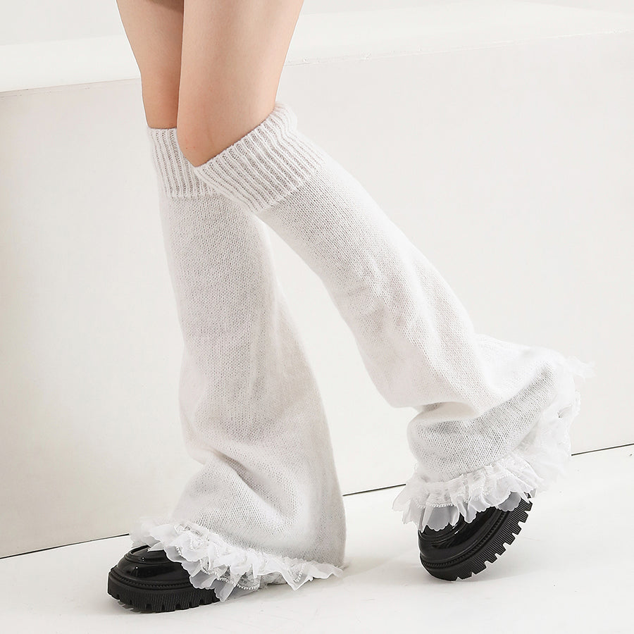 Filles Femmes Popular Knitted Flared Lace Jambe Warmer Pour Dansewear Daily Party Mute Lolita P
