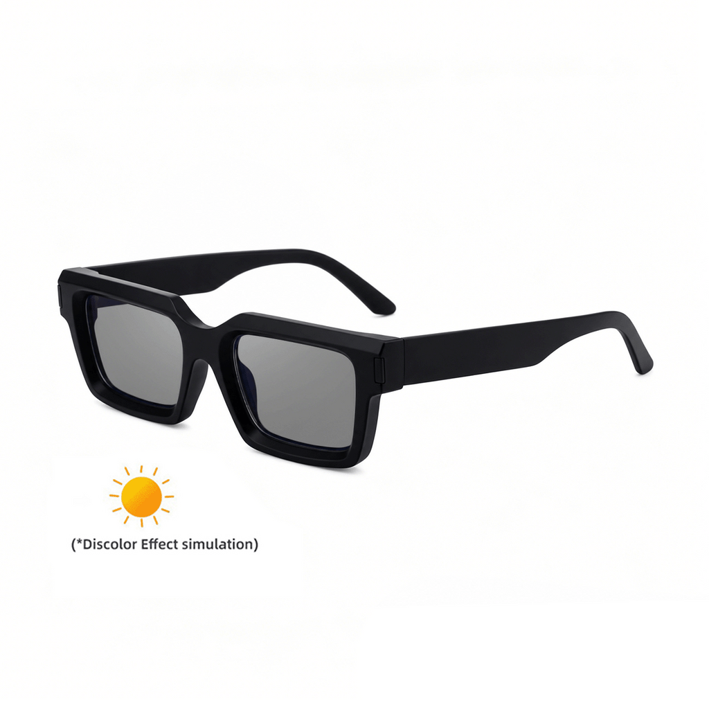 Lunettes de soleil européennes et américaines à cadre carré de mode à changement de couleur pour hommes
