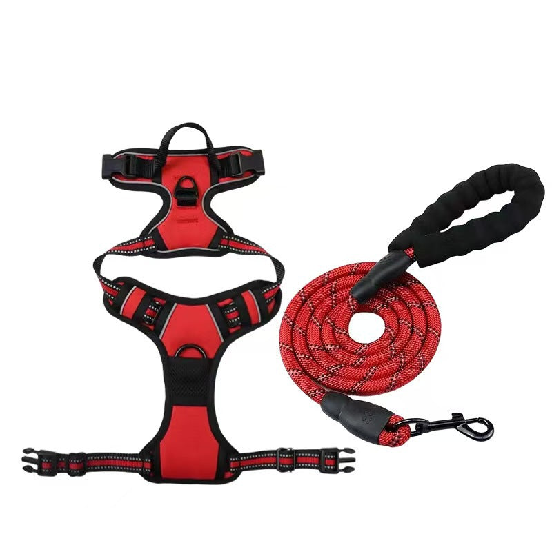 Harnais et jeu de laisses pour chien tout-en-un multicouches - Corde de marche en nylon durable pour Smal