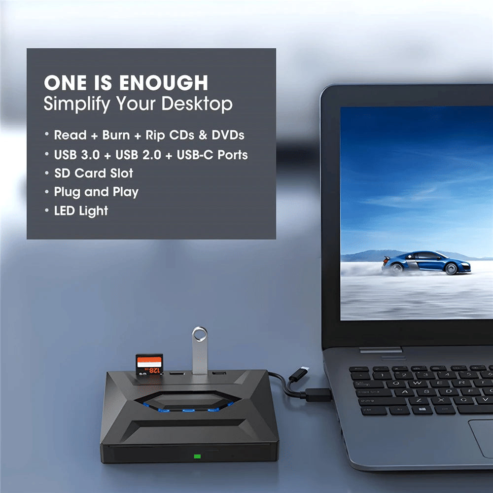 Disque externe CD DVD USB 3.0 Writer Burner Player Pour PC Ordinateur portable Windows 11 10