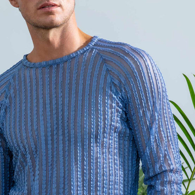 T-shirt à manches longues Texturé d'automne pour hommes