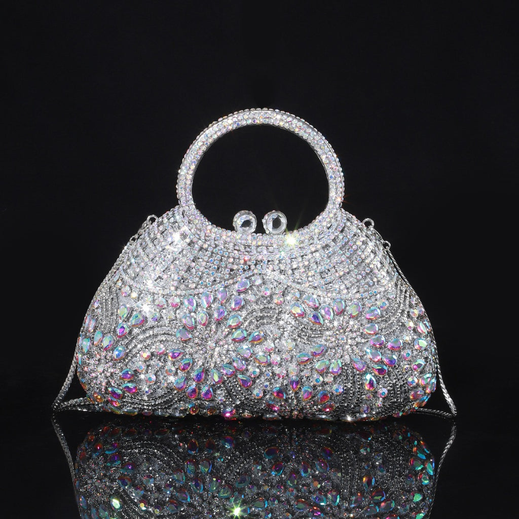 Sac de soirée en strass de bouteille de champagne brillant brillant haut de gamme