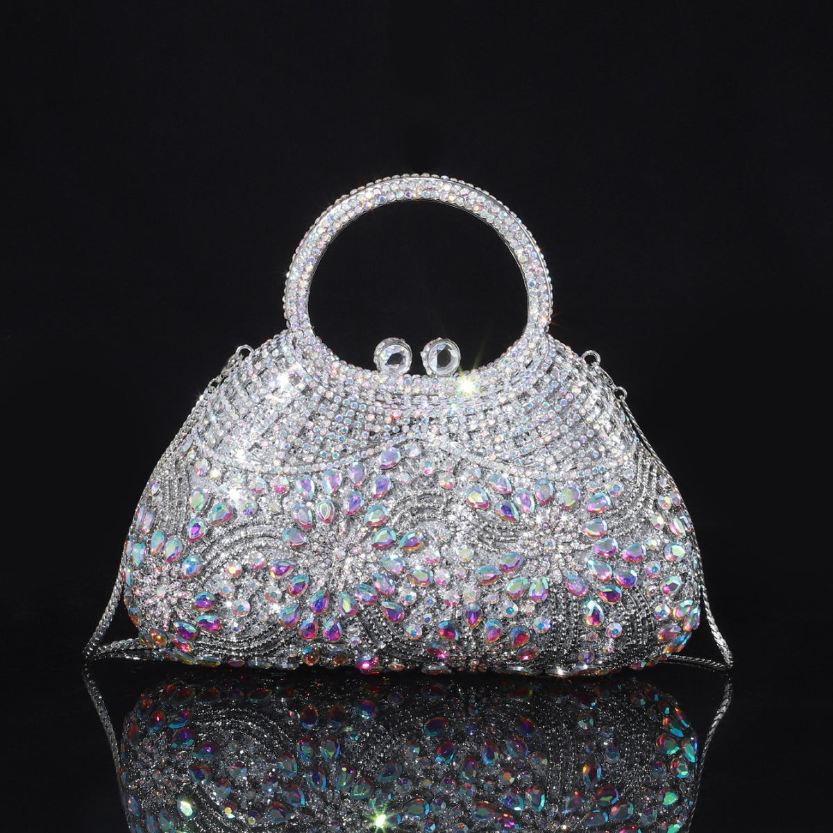 Sac de soirée en strass de bouteille de champagne brillant brillant haut de gamme