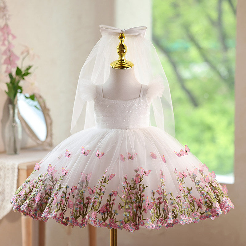 Style coréen Robe à papillon en trois dimensions Tulle pour filles