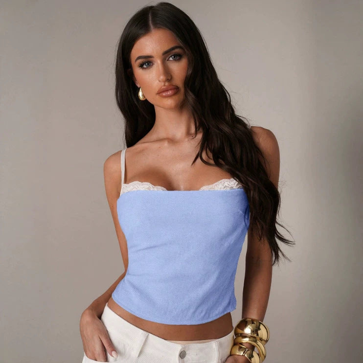 Faux deux-pièces Camisole Figure-hugging Sexy Outerwear Tank Top