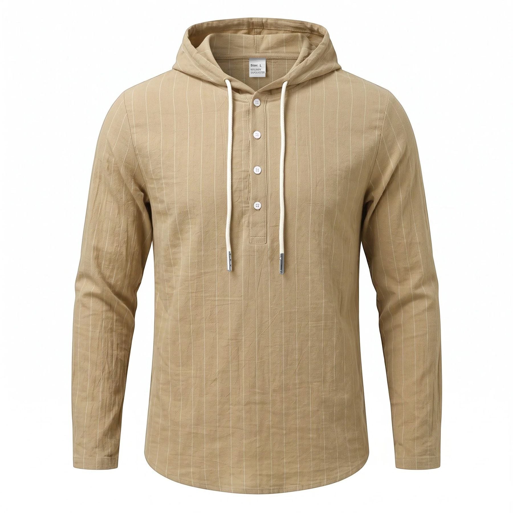 Chemise à manches longues à capuche à rayures verticales pour hommes occasionnels