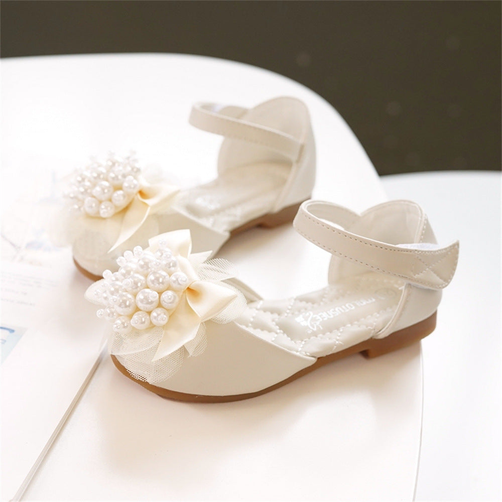 Princesse de filles Stylish Peep Toe Pearl Fleur Sandales de bas doux
