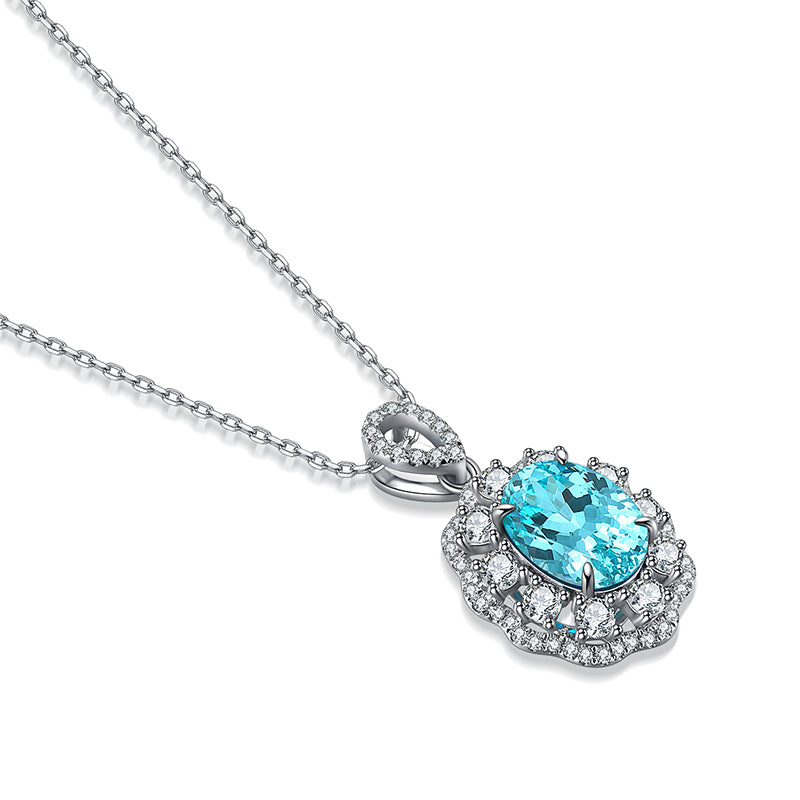 S925 Silver 4g Lab-Created Cobalt Spinel Paraiba Collier