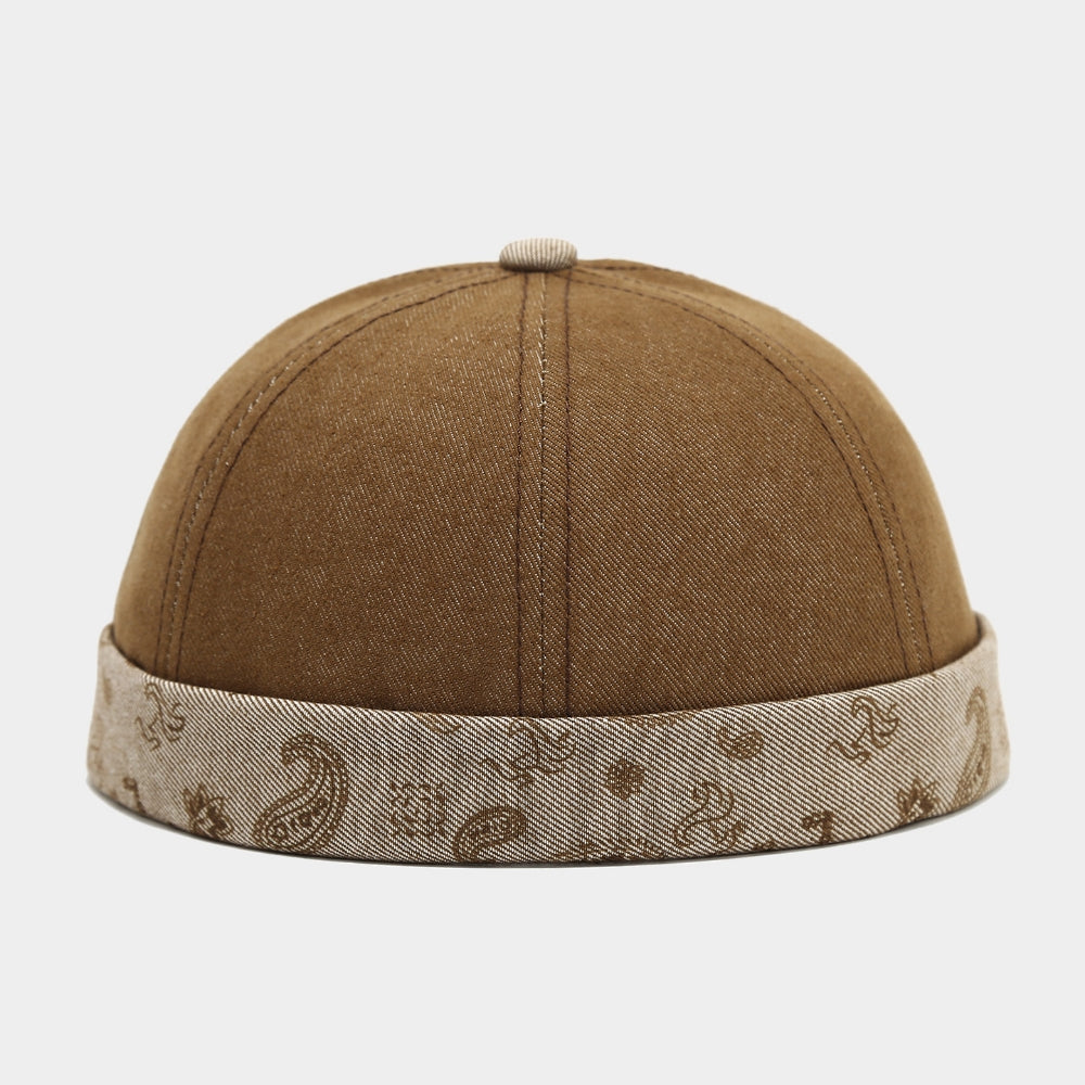 Cashew Flower Rolled-edge Melon Skin Cap - Rétro hommes et femmes sans brim Landlord H