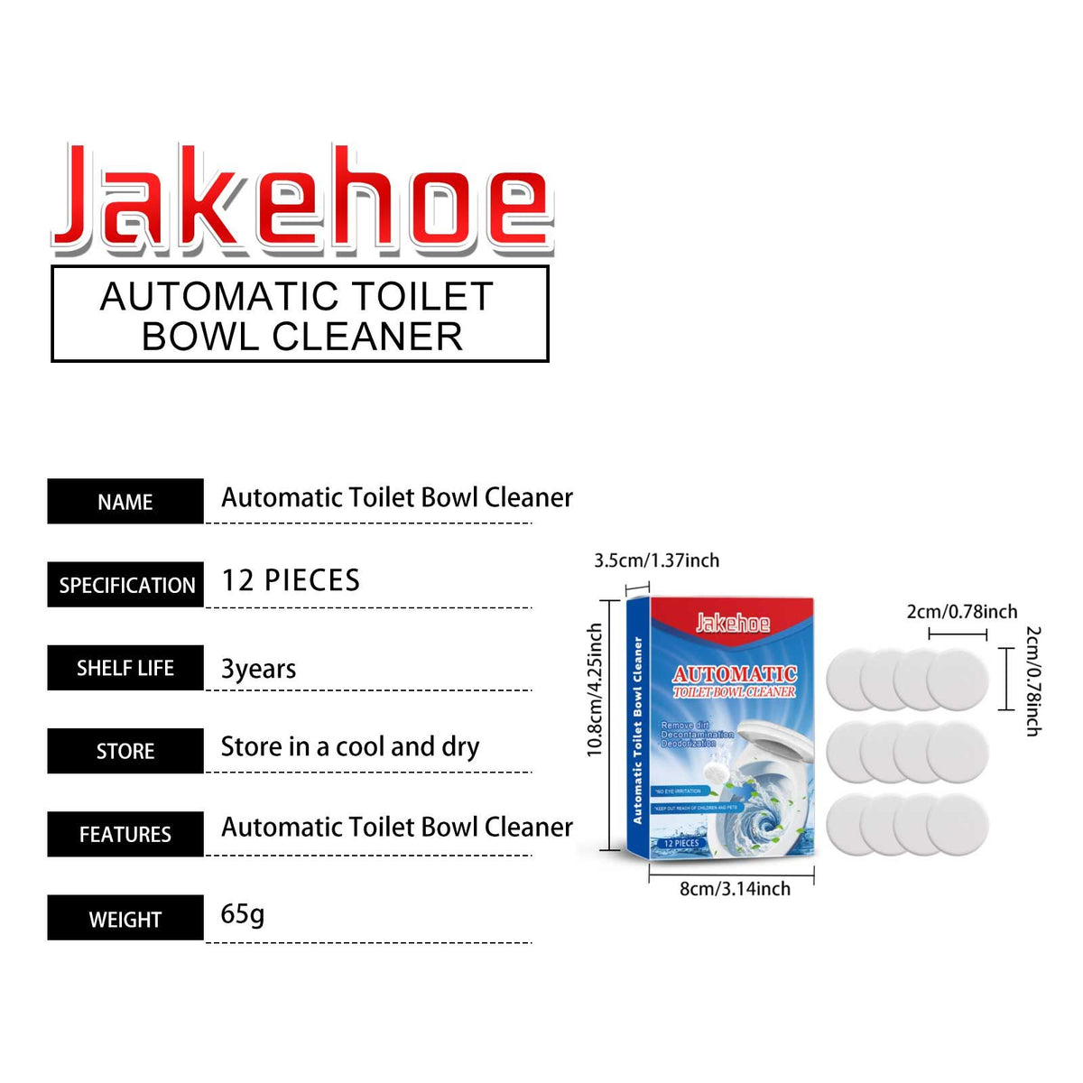 JAKEHOE Comprimés automatiques de nettoyage de cuvettes de toilette
