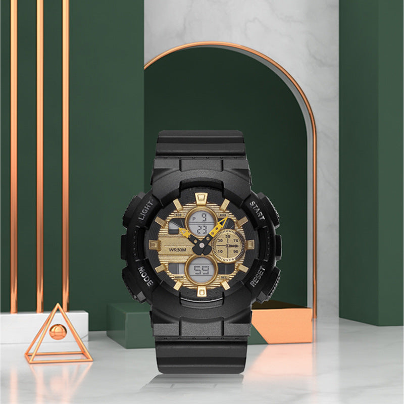 Men's Waterproof synchrone Double Inserts Electronic Watch Fashion