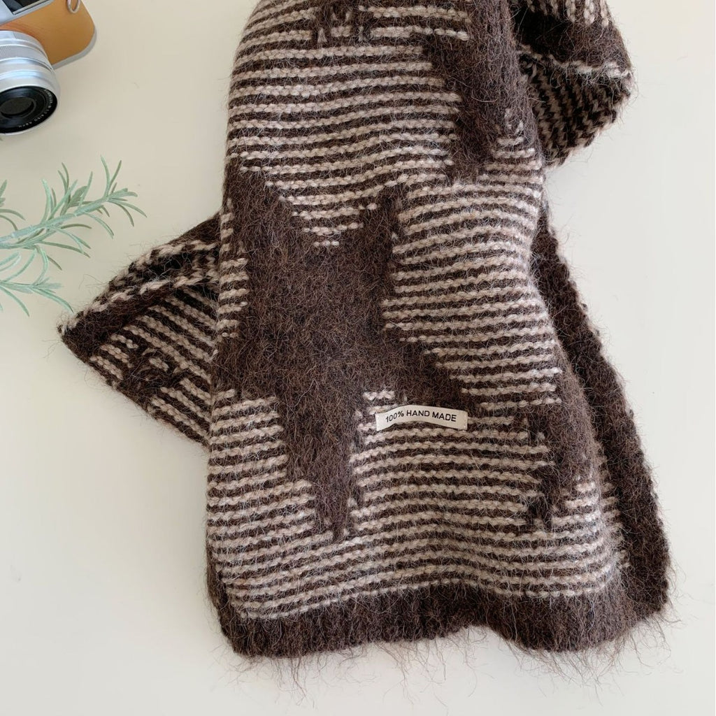 Écharpe d'hiver tricotée en étoile simple et polyvalente pour femmes