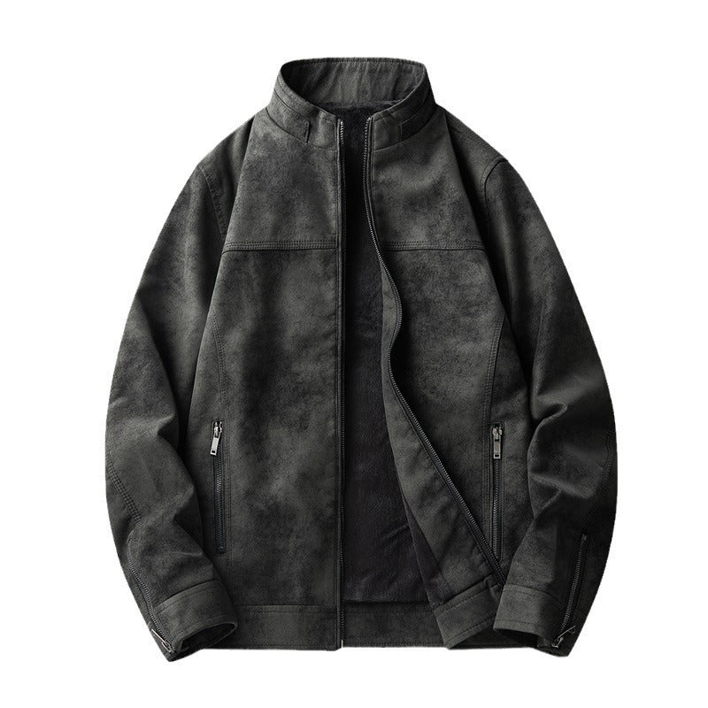 Slim Fit Handsome Motorcycle Suit Stand Collar PU veste en cuir