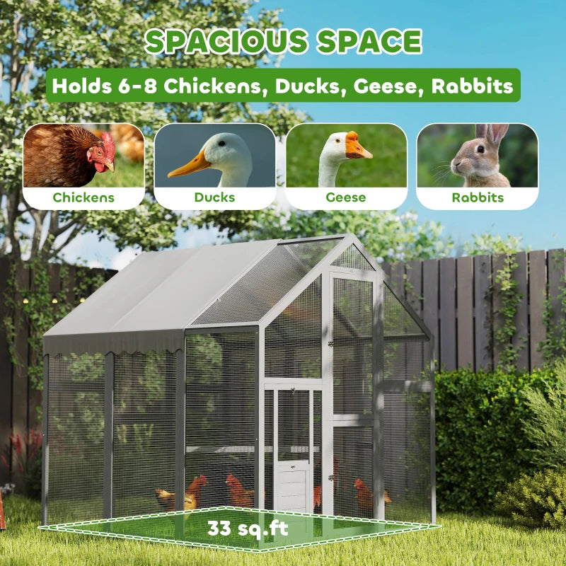 Grand poulet en bois avec couverture imperméable et anti-UV