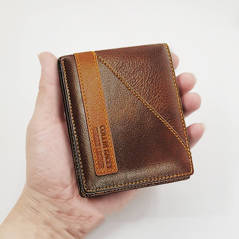 Courte mode de portefeuille pour hommes Cowhide