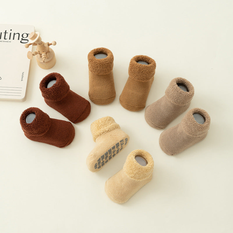 Nouveau-né AutomneHiver Terry-Style Chaussettes de plancher non glissantes