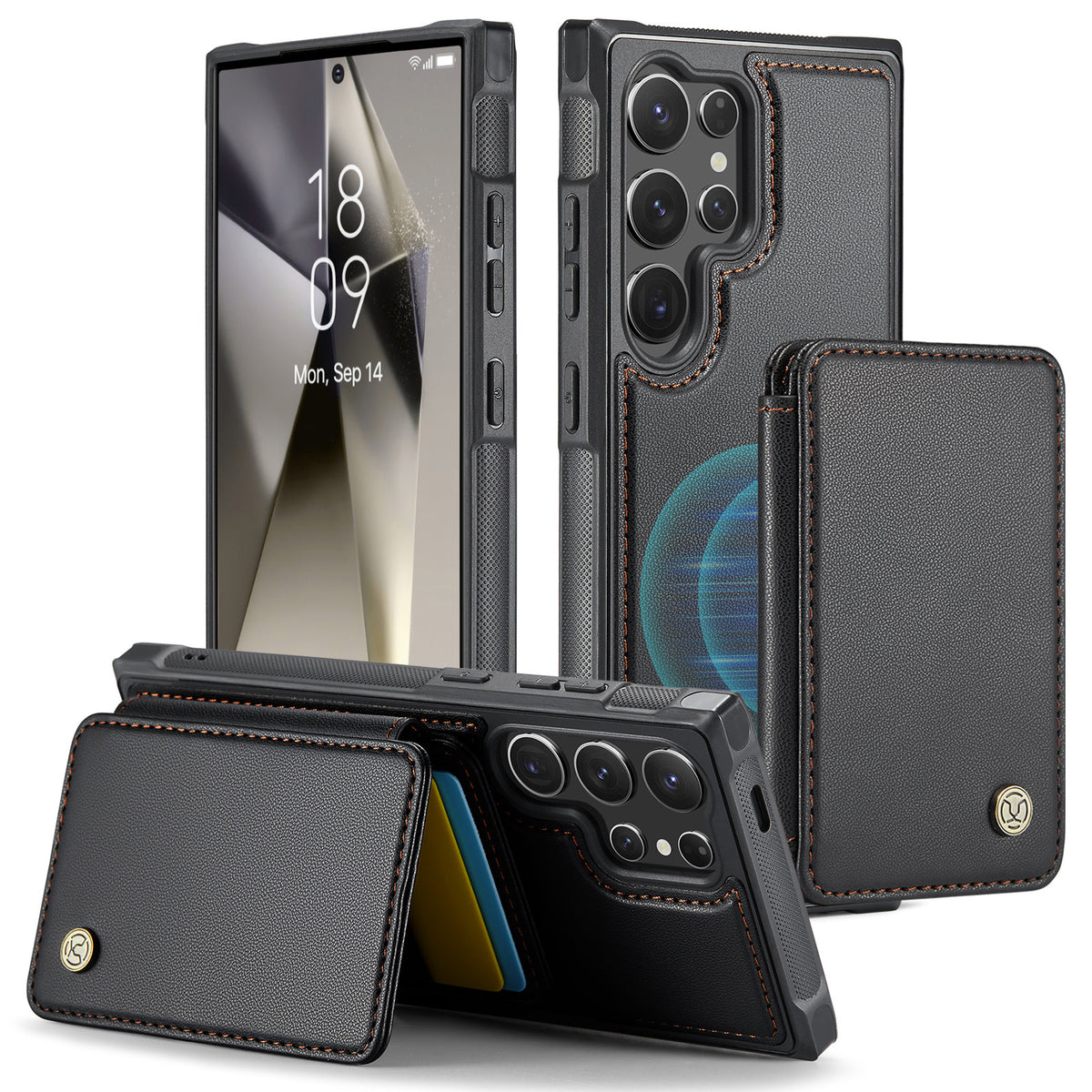 Carte magnétique Business Drop-résistante boîtier de téléphone en cuir