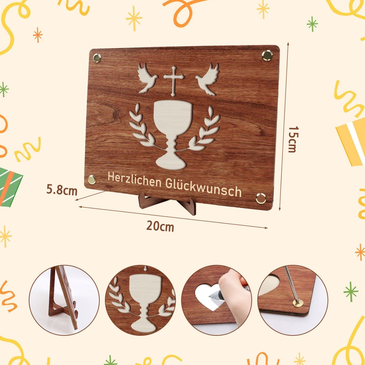 Cadeau d'argent Chalice d'Arthur pour un baptême Chalice en bois Cadeau Confirmation Cadeau Comm