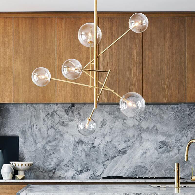 Lustre en verre multi-têtes pour le lobby ou salon