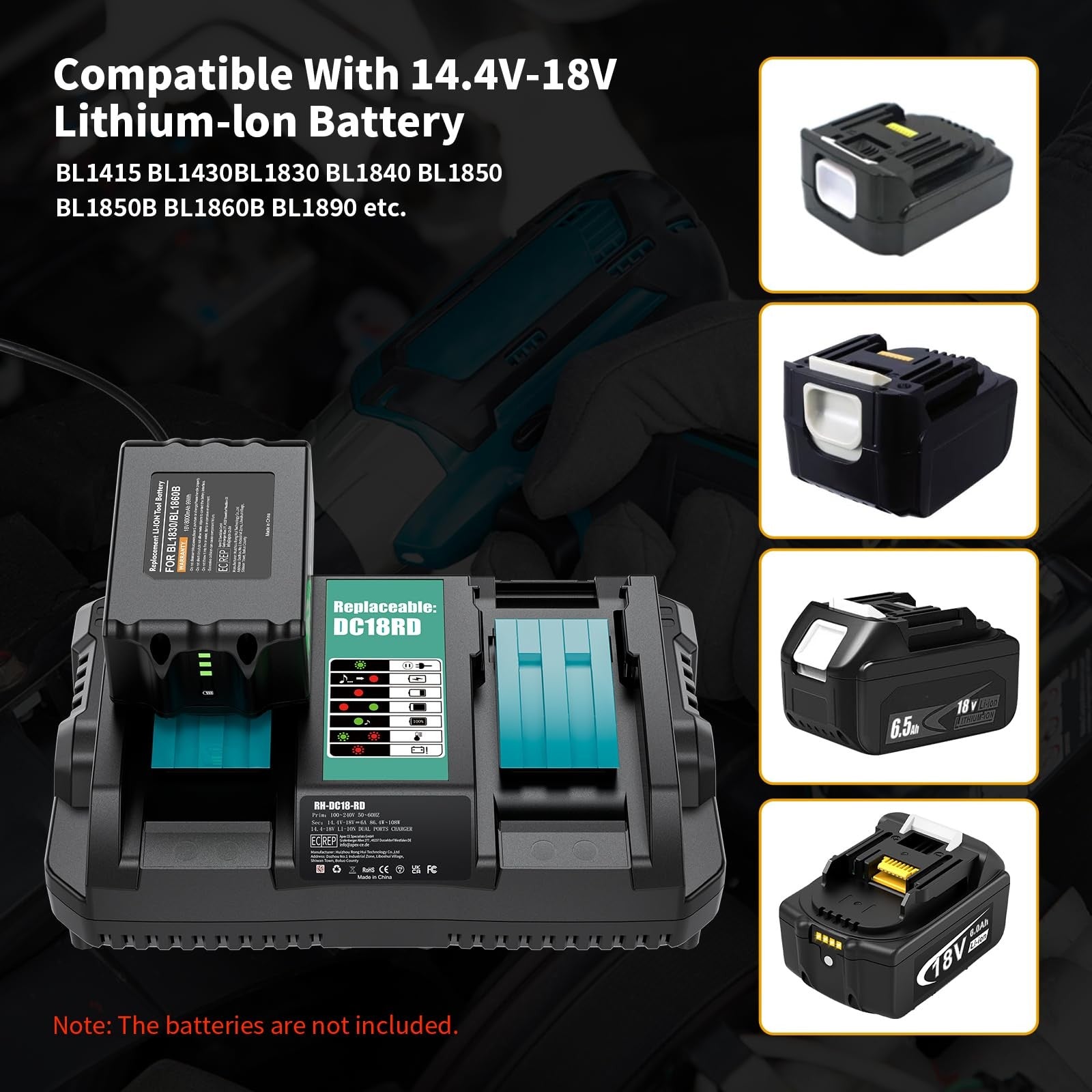 Double chargeur rapide pour batterie Li-Ion 18V BL1860 BL1830 BL1850 BL 1840 NOUVEAU