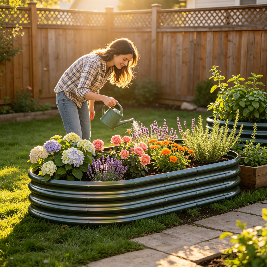 Lit de jardin galvanisé 6x3x1ft - Boîte de planteur métallique pour légumes
