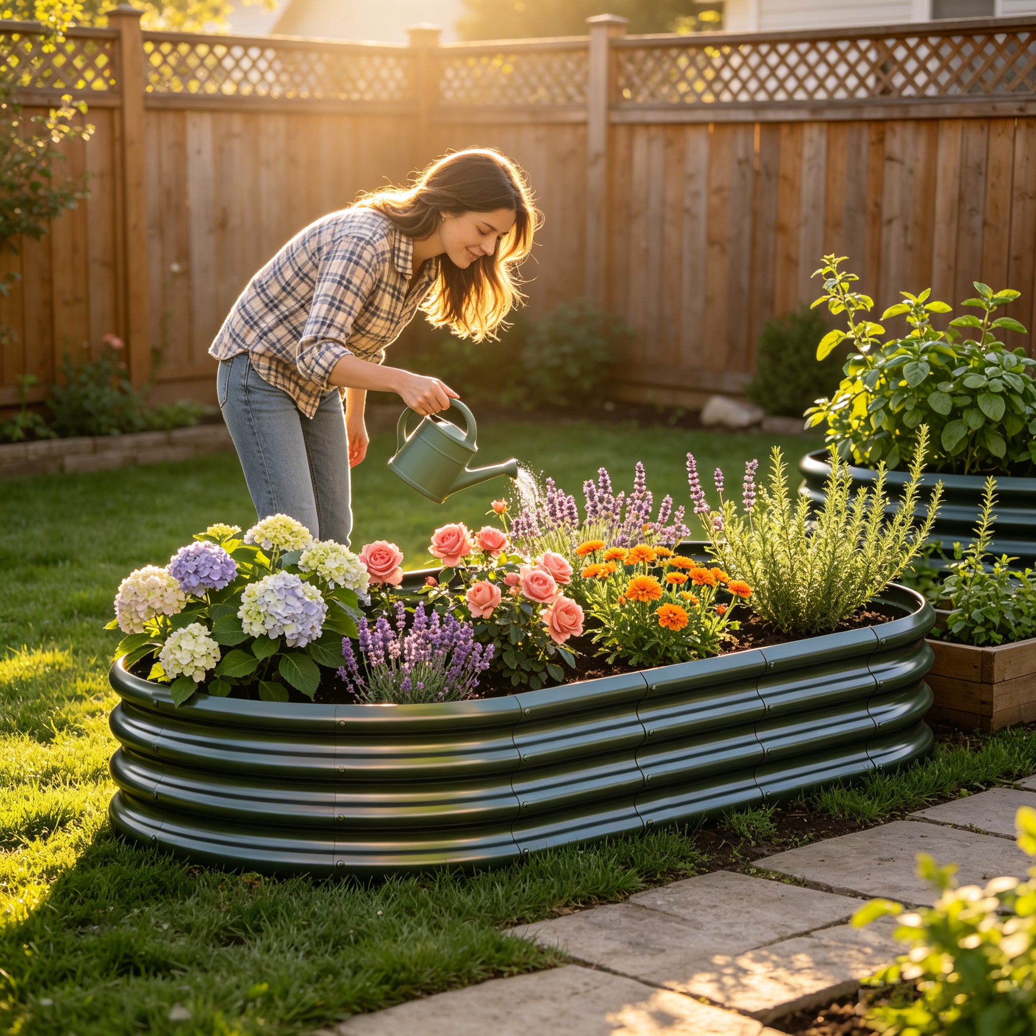Lit de jardin galvanisé 6x3x1ft - Boîte de planteur métallique pour légumes