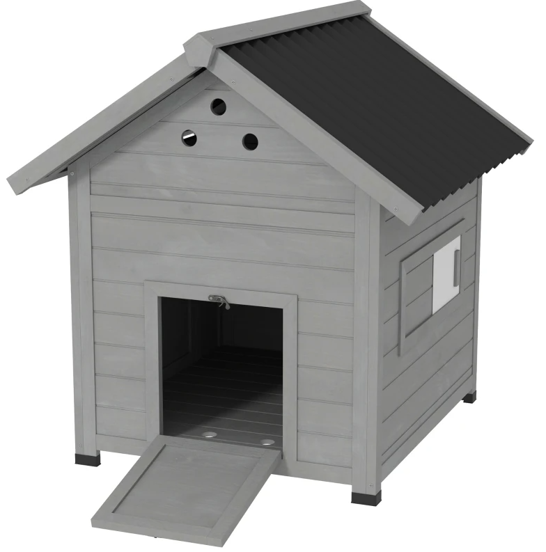 Maison pour animaux de compagnie en bois avec toit ouvrant et portes doubles