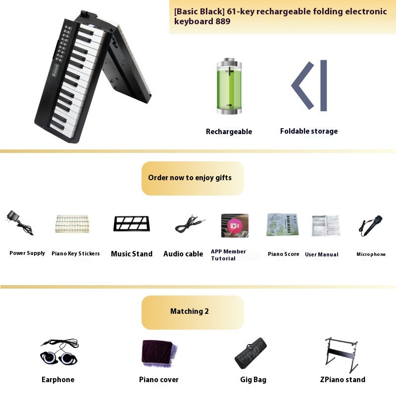 Chargement Portable Smart pliage 61 Piano à clé