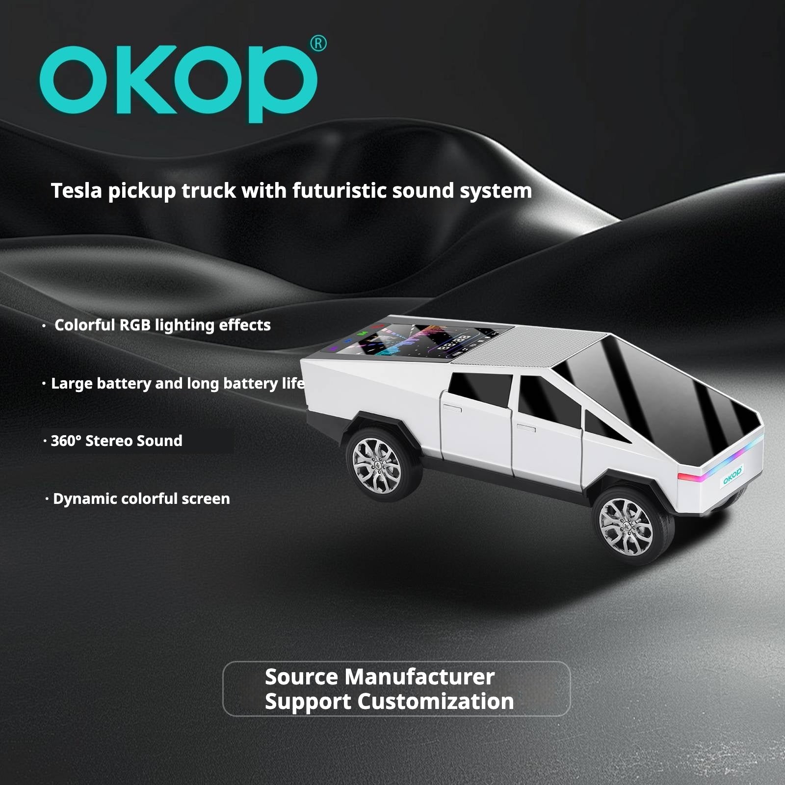 KP-828 Modèle de voiture Bluetooth haut-parleur Cyber Style avec fil d'écran couleur dynamique