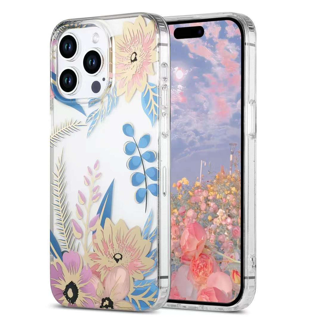 Gold Floral Phone Case with Double-Sided Lamination