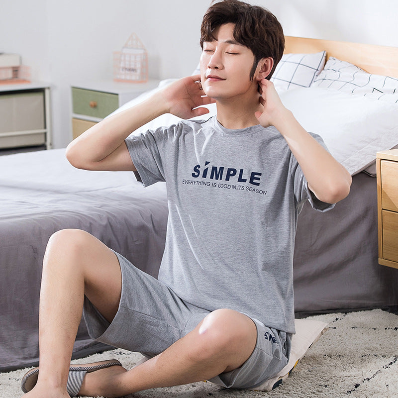 Pyjama pour homme Short à manches courtes Pull en coton tricoté