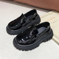 Printemps et automne Chaussures simples de style anglais pour enfants Noir épais