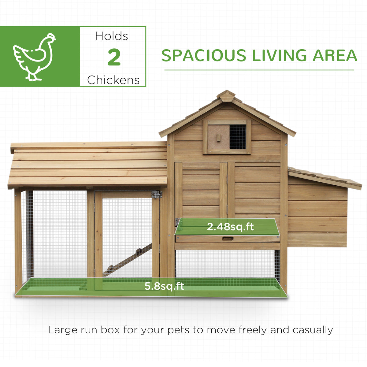 59" Petit poulailler en bois Hen House Cage de volaille pour jardin extérieur avec 2 portes
