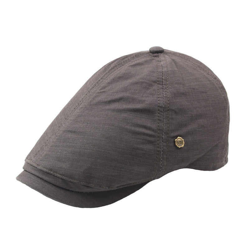 Plaid hommes plat Cap Retro W Bouton de cuivre Beret