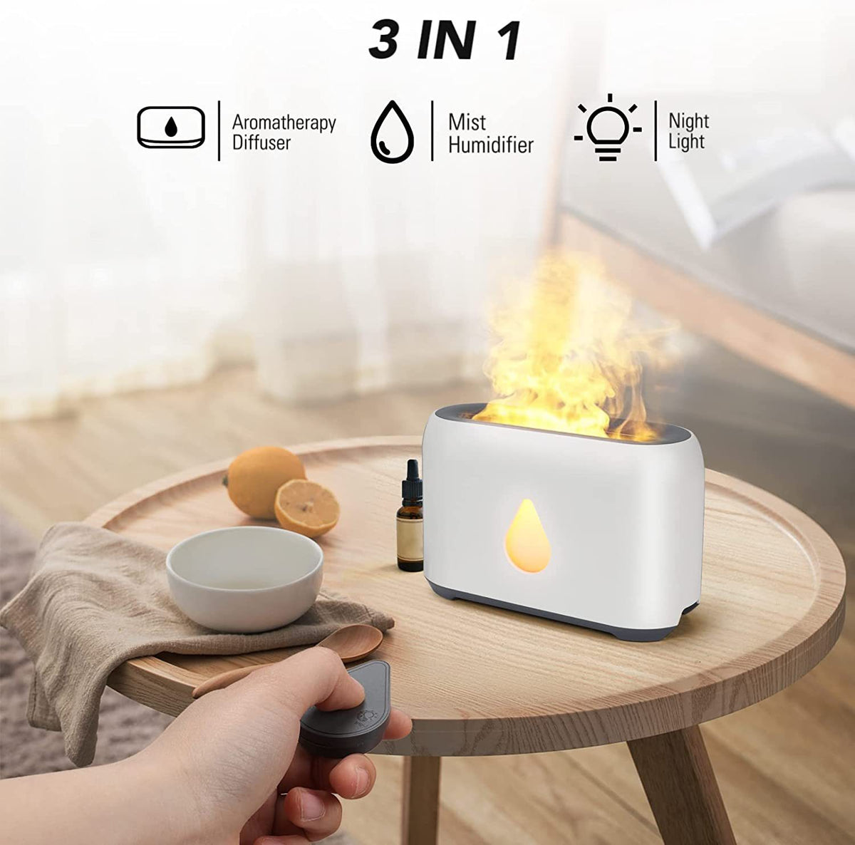 Diffuseur d'arôme bicolore Accueil Bureau Panneau de surface 3D Humidificateur de flamme