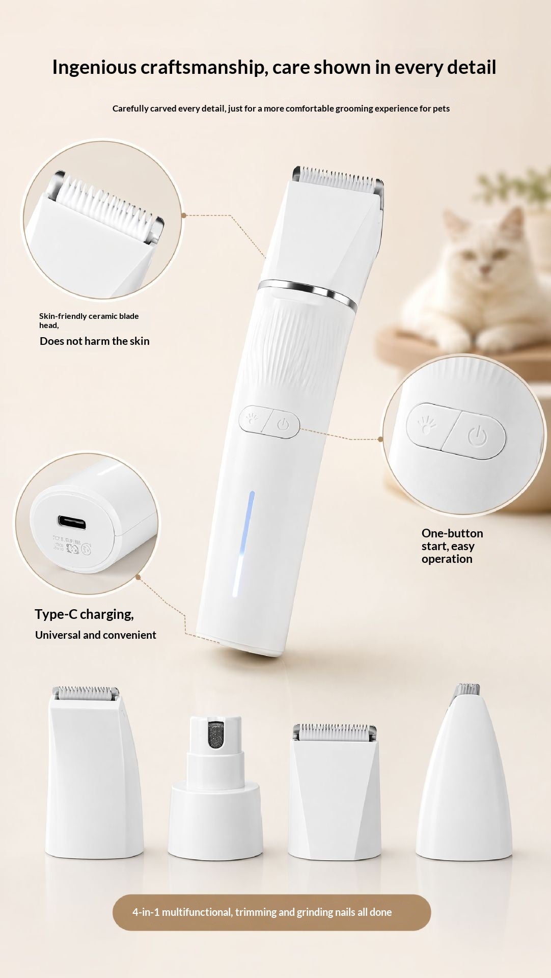 Clipper électrique pour animaux de compagnie de haute puissance & Trimeur de grooming Cat.