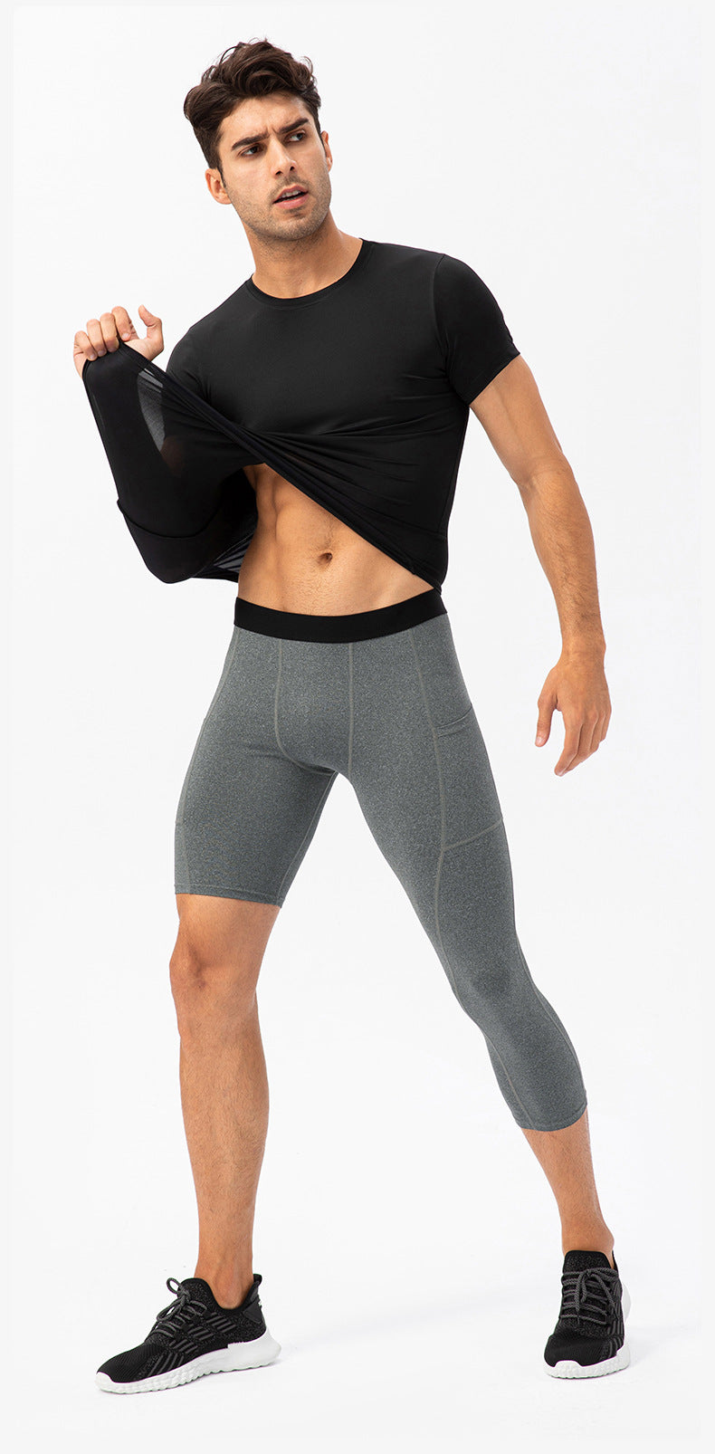 Pantalon de fitness à jambes simples pour hommes Longueur de la poche