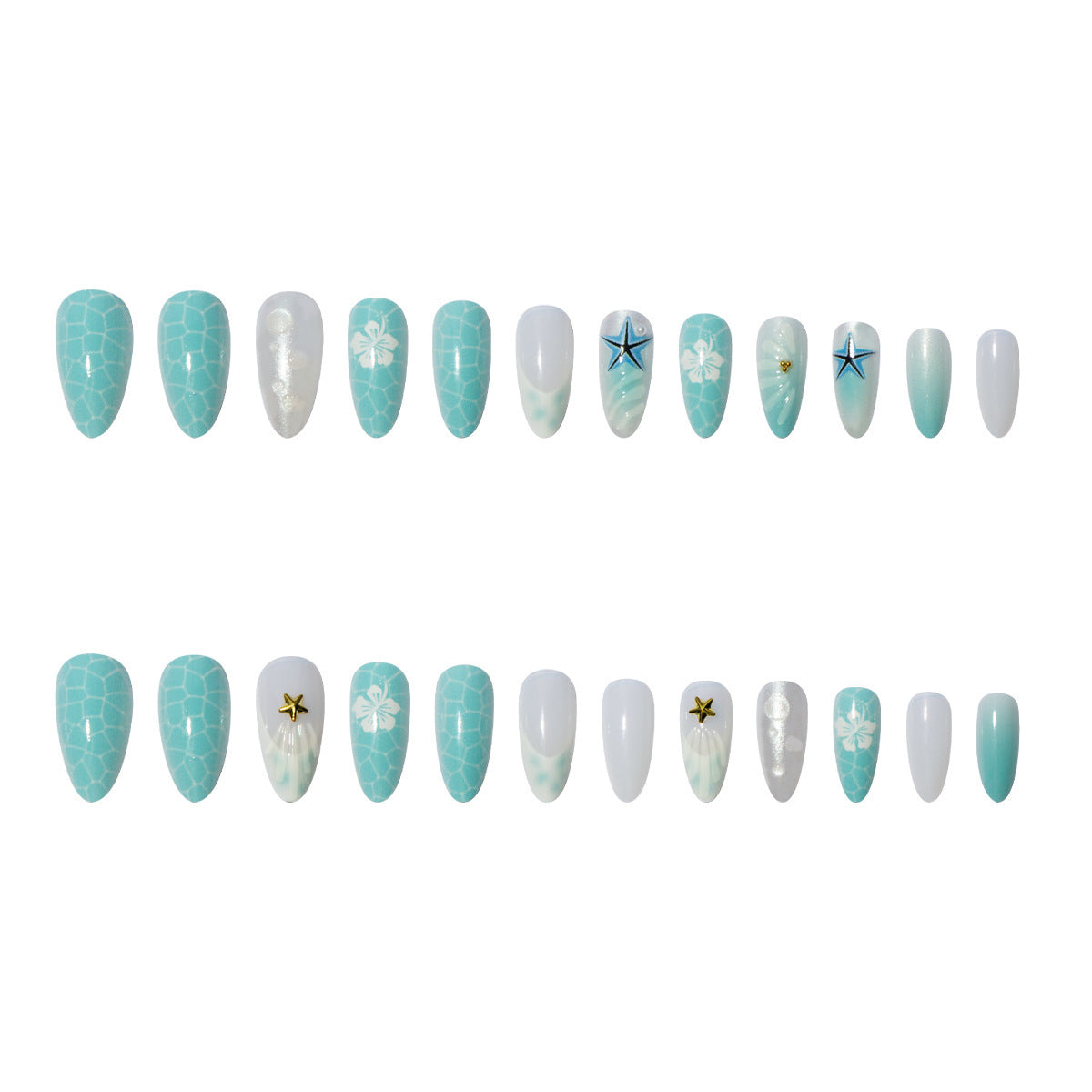 Dames amour-cœur fleur Water-drop Almond Nails
