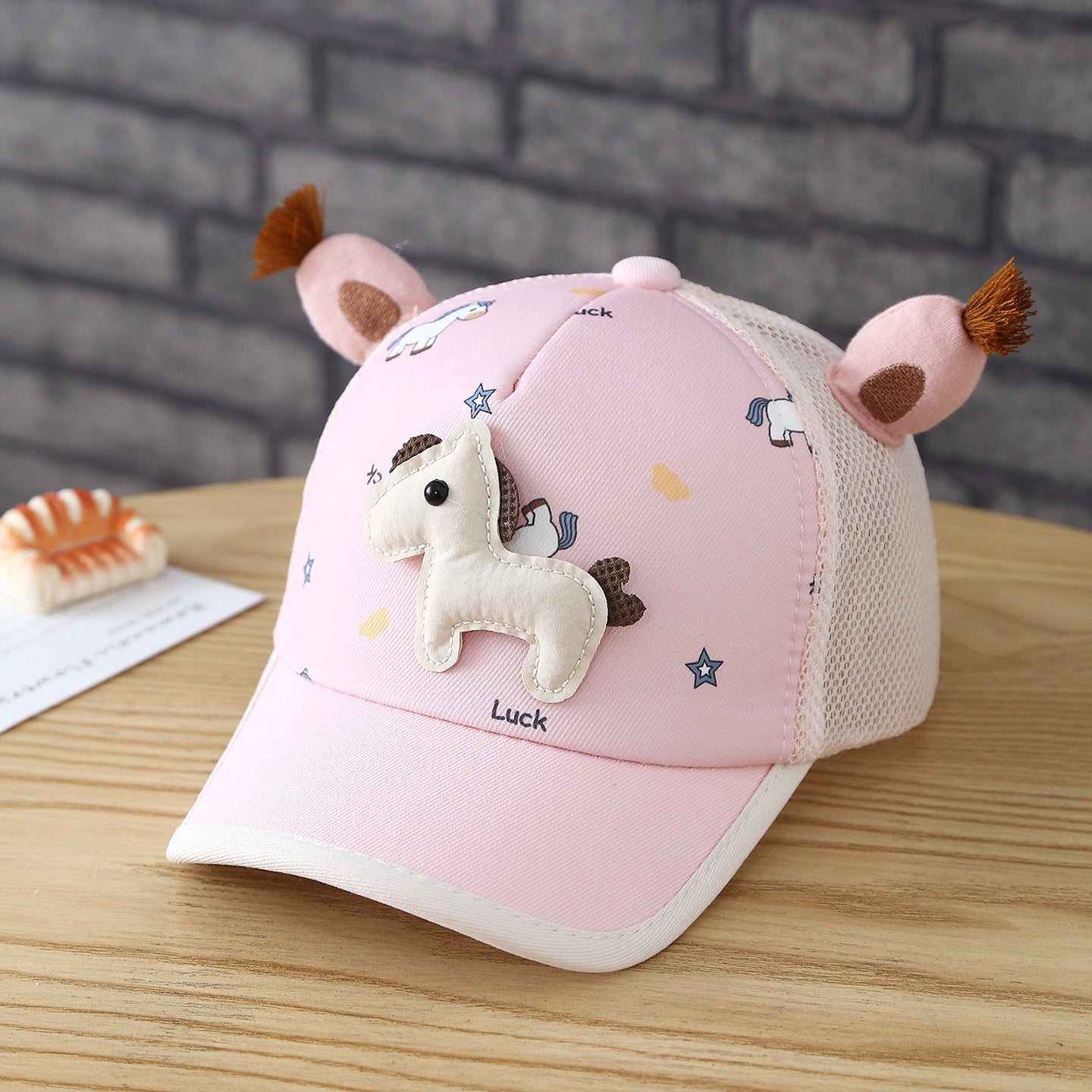 Chapeau d'été pour enfants en peluche de poney tissu respirant protection solaire Casquette de baseball