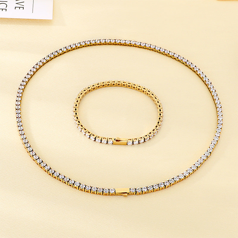 Chaîne de tennis en acier inoxydable sertie de diamants