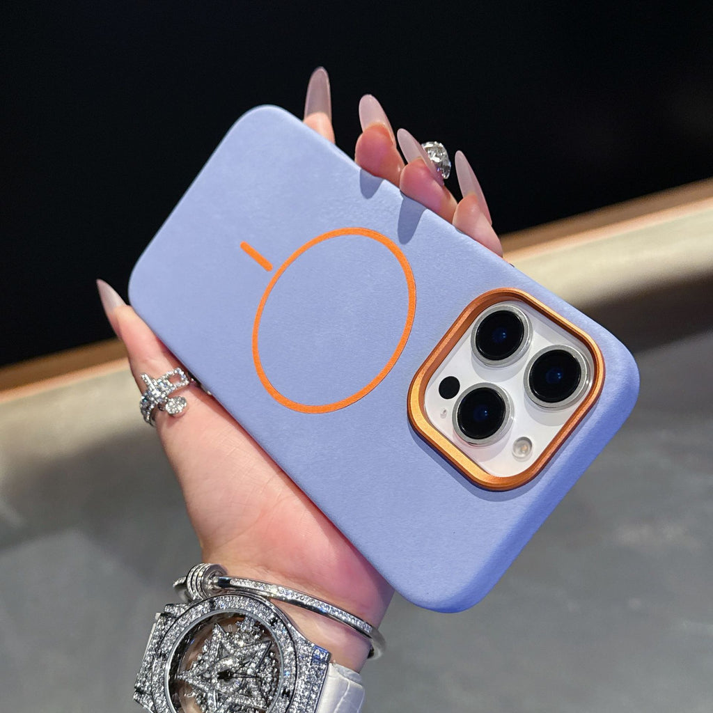 Éléphant Motif en cuir Cercle fin Aspiration magnétique Cas de téléphone