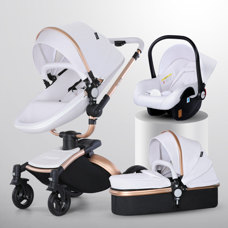 Grand paysage Poussette bébé Rotation à 360 degrés 3-en-1 Panier pliable