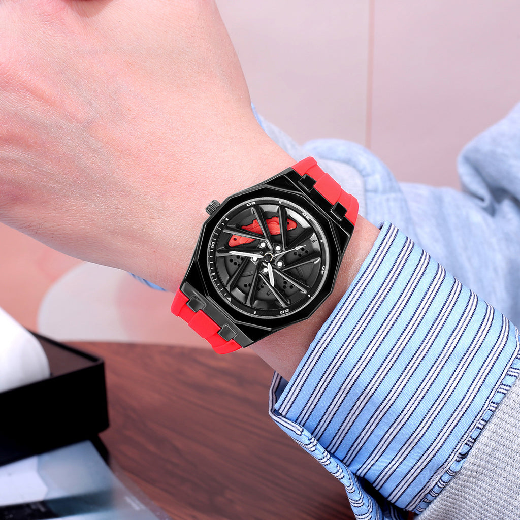 Montres rotatives Hommes Roue Hub Montres rotatives Quartz