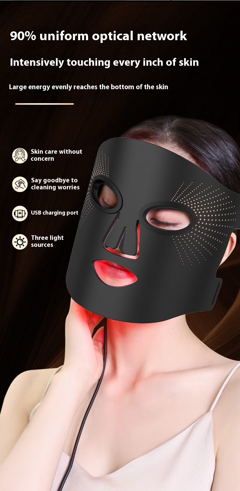 Modèle français Silicone Photon Masque Instrument LED lampe