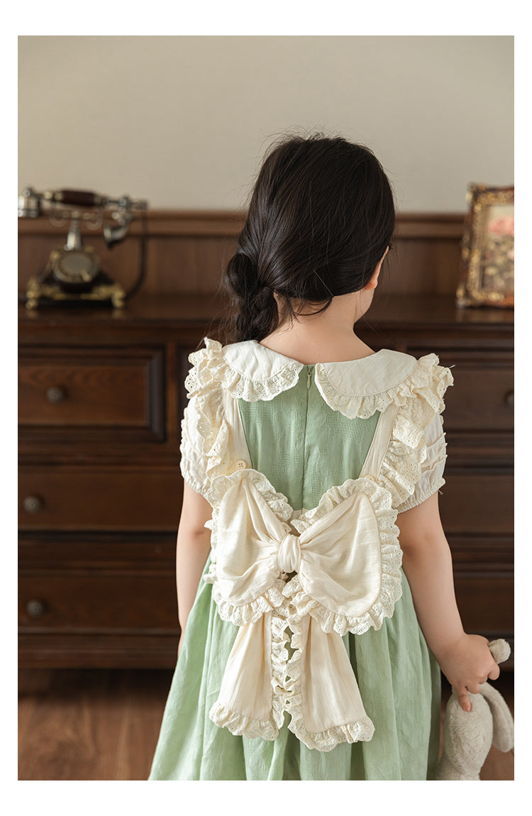 Robe d'enfant brodée en lapin à manches courtes